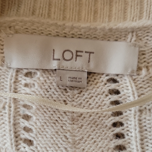 Cream Cable Knit Cardigan Sweater. A - Picture 7 of 7